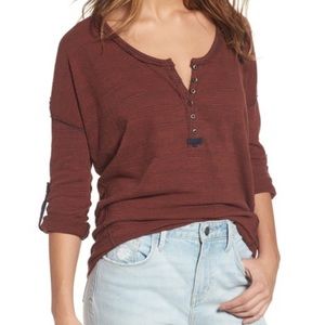 NWT! Free People Beach Haven Long Sleeve Henley Tee Top Button Up Tunic Medium